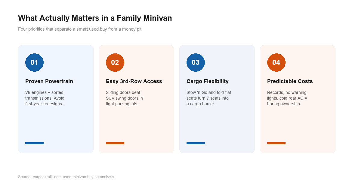 best used minivans for families buying priorities diagram