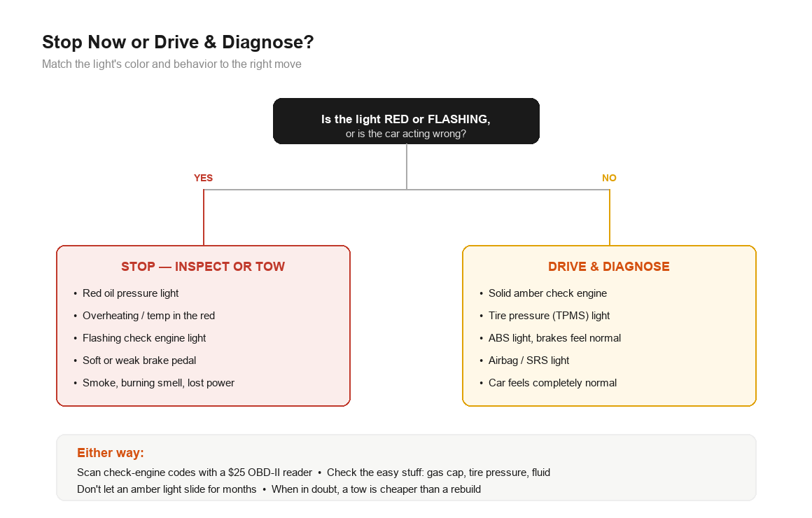 car warning lights stop or drive checklist