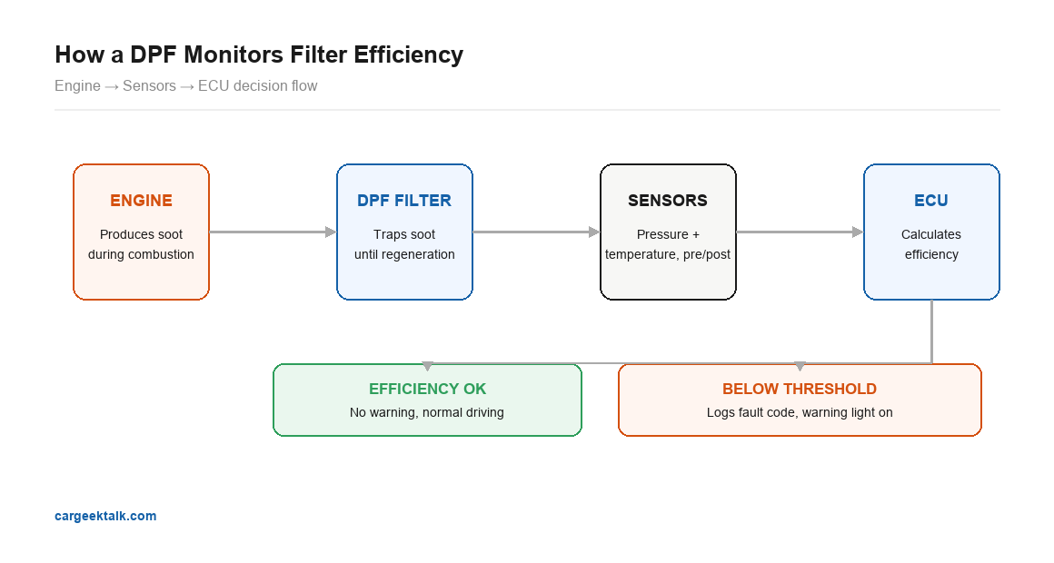 particulate filter efficiency below threshold system diagram