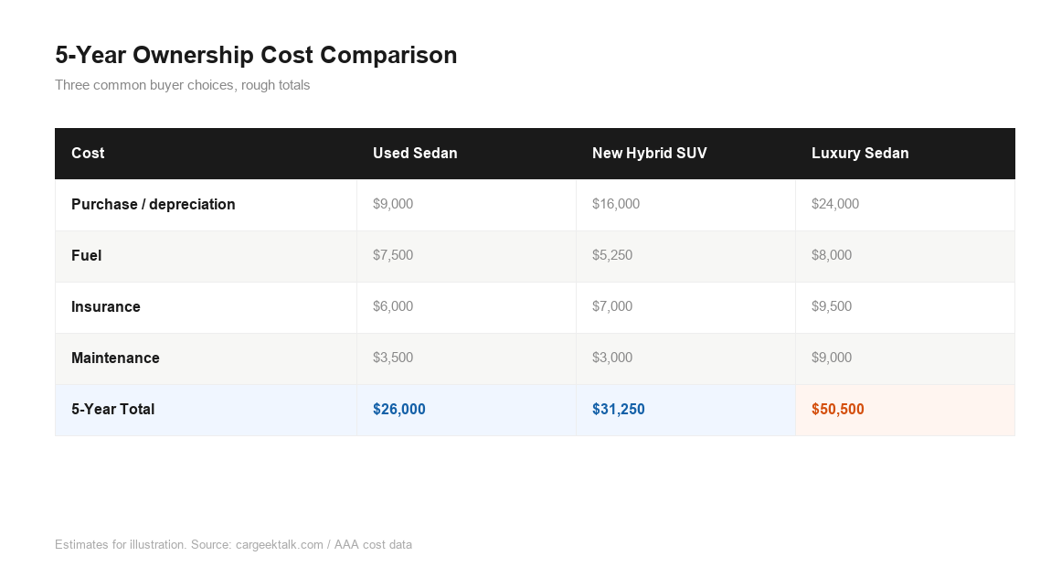 which car for me ownership cost comparison